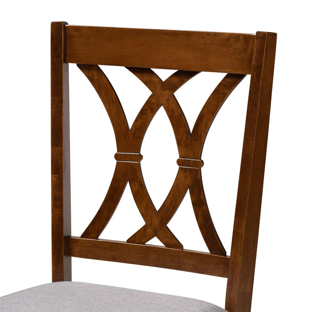 Walnut Brown and Grey Fabric 5-Piece Dining Set