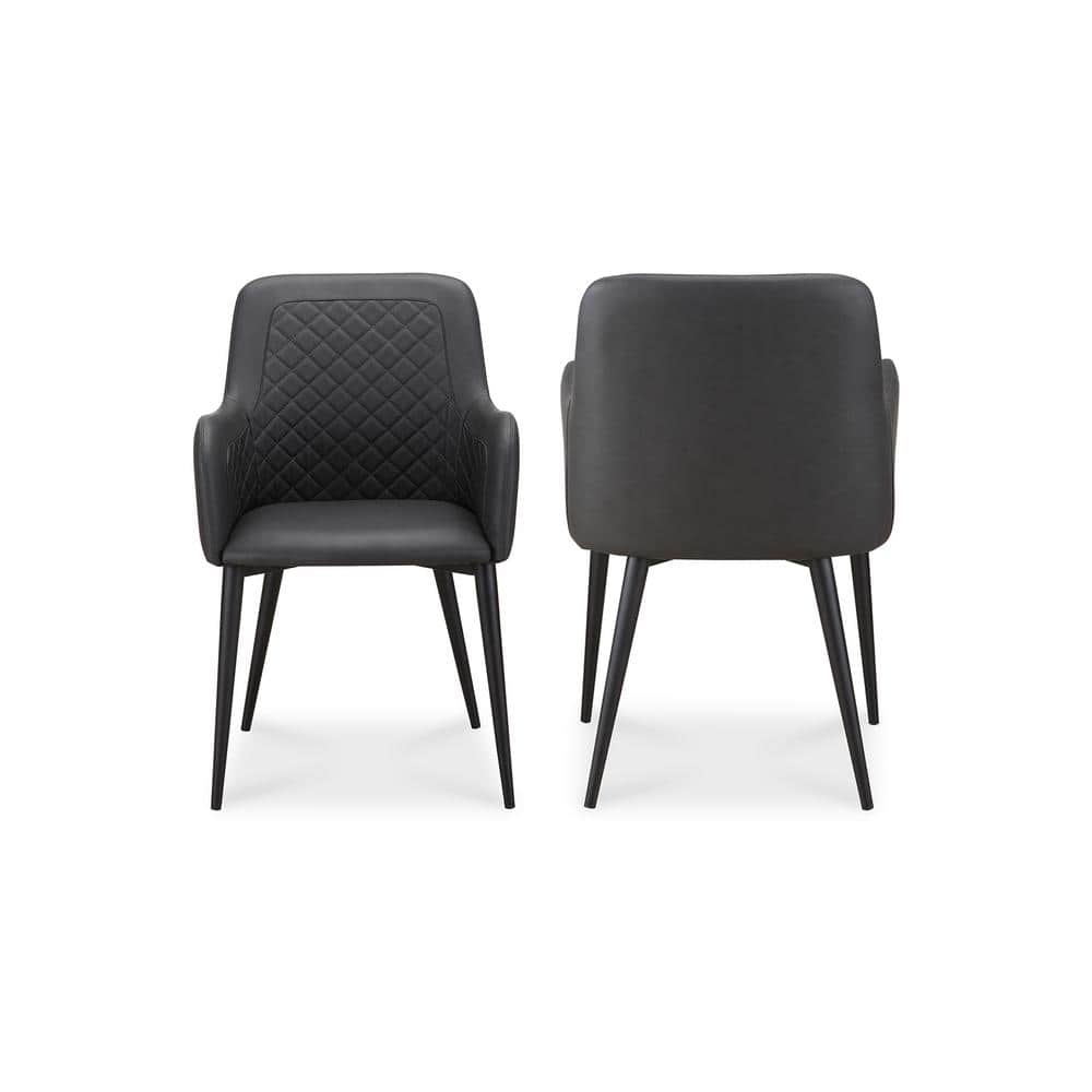 Luxley Transitional Black Leather Accent Chair with Metal Frame