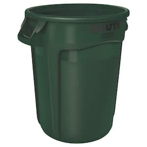 Brute 32 Gal. Dark Green Round Vented Trash Can with Lid