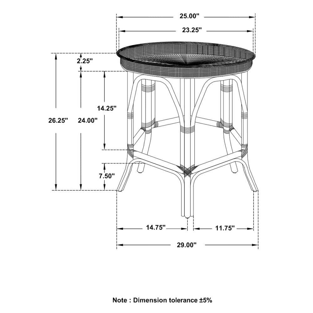 Natural Rattan Round Tray Top Accent Table