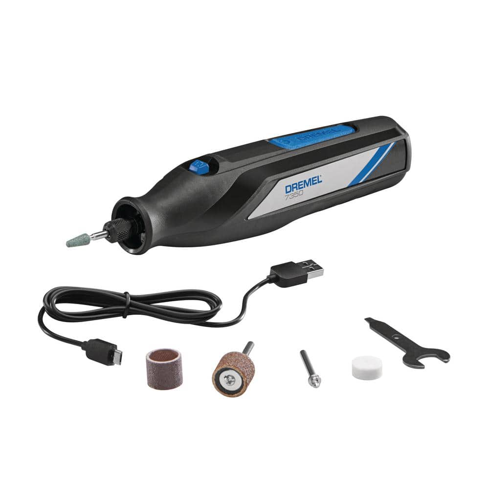 Dremel 4-Volt 2 Amp Cordless Single Speed Rotary Tool Kit with 5 Accessories 7350-5 - The Home Depot
