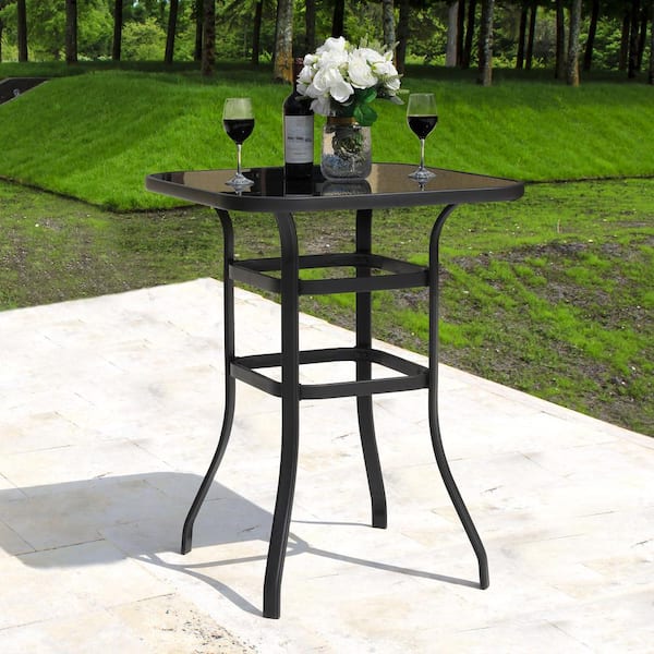 glass metal garden table