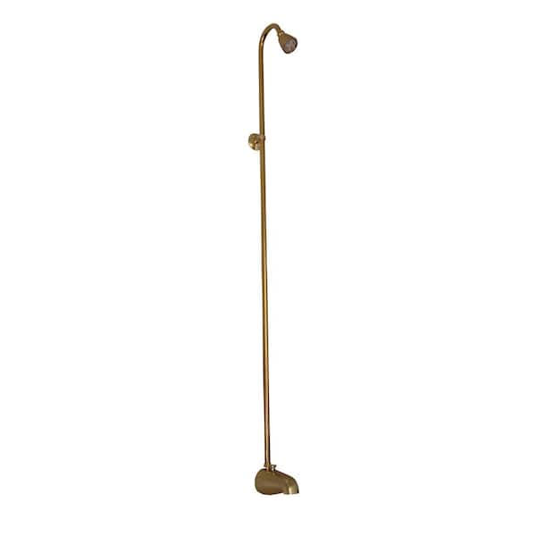 Pegasus Diverter Tub Spout with Riser and Shower Head for Built-In Tub in Polished Brass