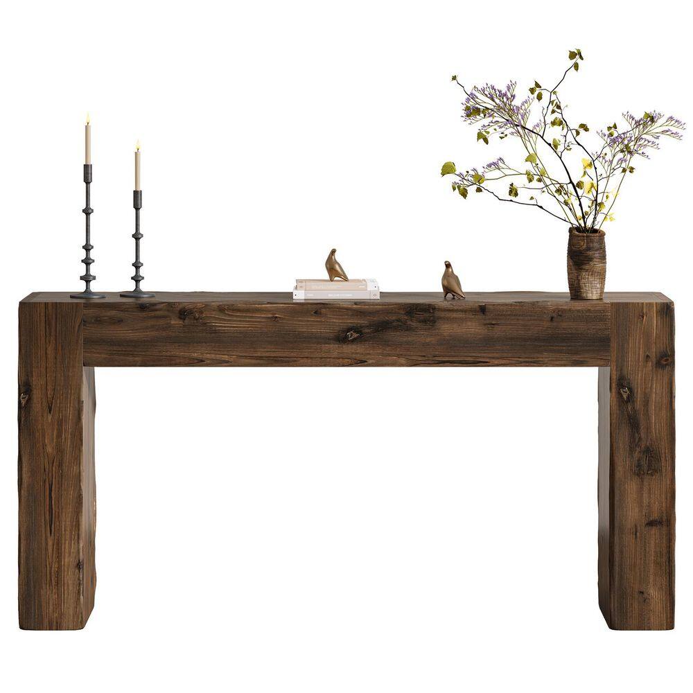 Turrella 63 in. Brown Rectangle Solid Wood Console Table Sofa Table Behind Couch for Entryway, Living Room, Foyer