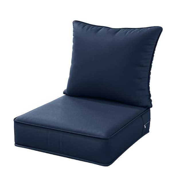 19 in. x 19 in. x 4 in. Square Outdoor Deep Seating Cushion Set Seat and Back Cushion for Lounge Chair Navy Blue