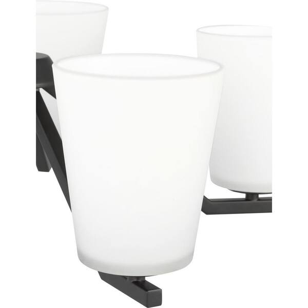 Progress Lighting Vertex Collection 5-Light Matte Black Etched White Contemporary Chandelier