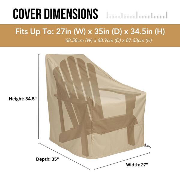 Set of 2 34.5 in. H Rectangular Khaki Polyester Adirondack chair Cover, waterproof and UV resistant, durable patio cover