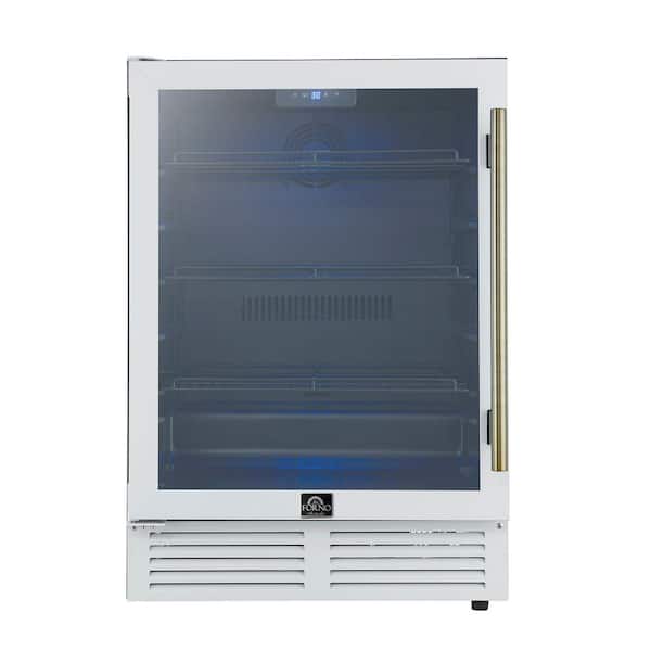 Frescolino 24 Inch Beverage Cooler, White with Antique Brass Handles