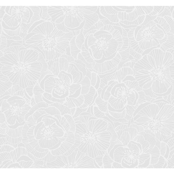 Seabrook Designs Jardine Graphic Floral Metallic Pearl Paper Strippable Roll (Covers 60.75 sq. ft.)