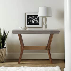 Picadilly 42 in. L Grey 30 in. H Concrete and Wood Rectangle Console Table