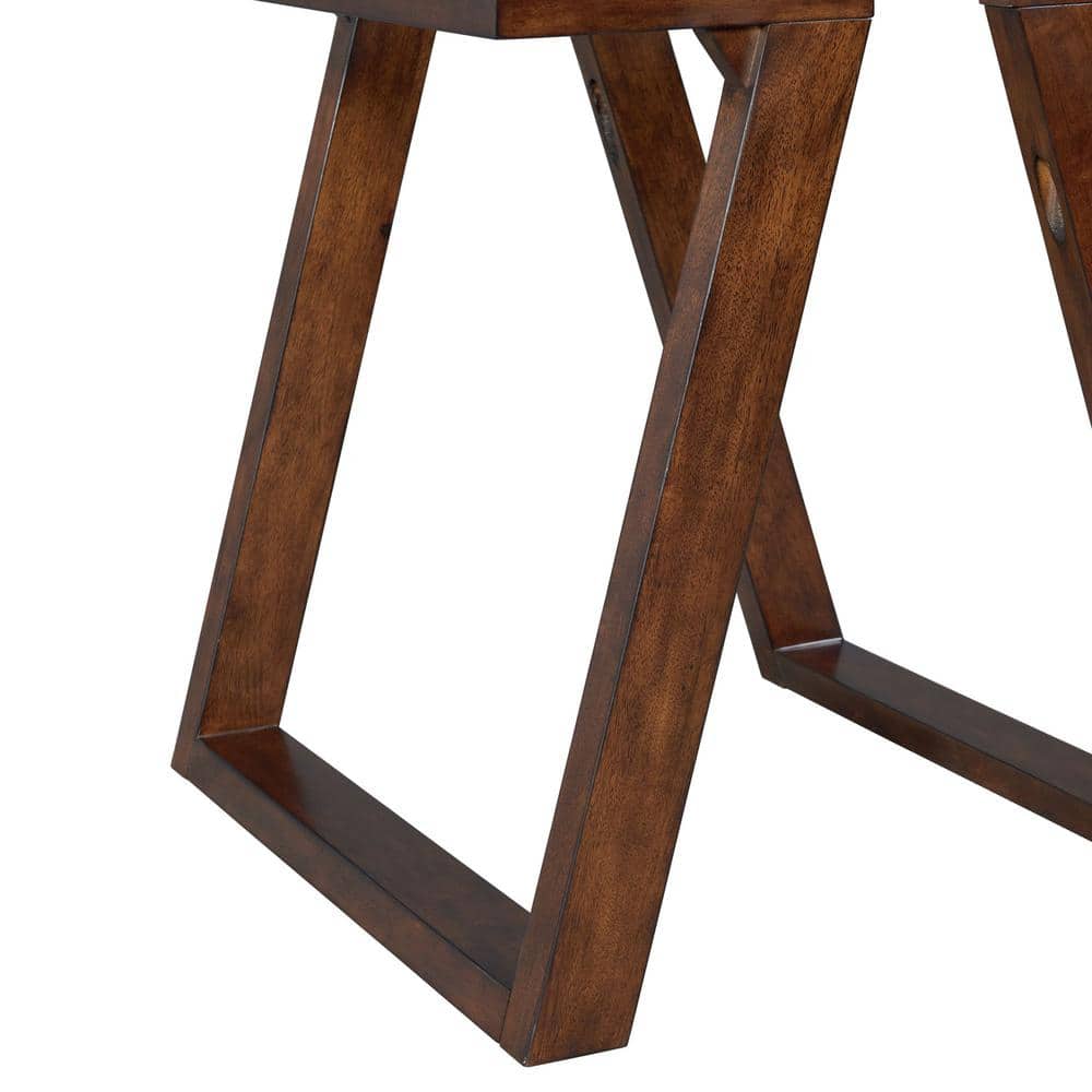 Transitional Dark Espresso Square End Table with Glass Top