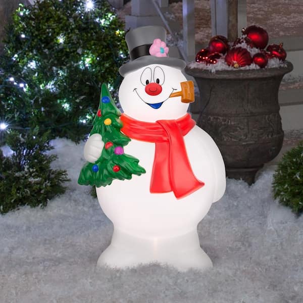 Gemmy 24 in. Lighted Blow Mold Frosty with Tree Outdoor Christmas