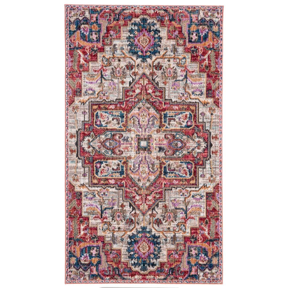 Nirvana 3 ft. x 5 ft. Cream/Red Medallion Distressed Area Rug price history on PriceWatchPro