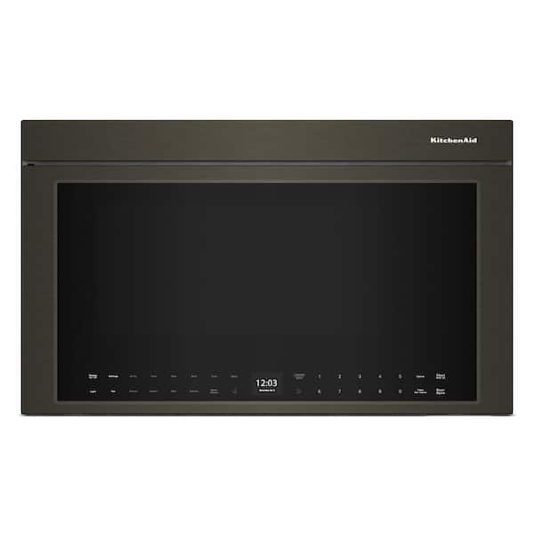 KitchenAid 30 in. 1.10 cu. ft. Over-the-Range Microwave Oven in Black Stainless Finish with Flush Built-In Design
