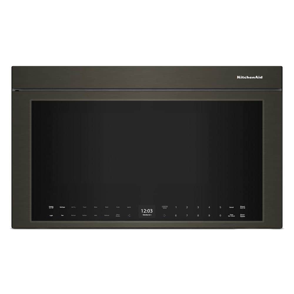 30 in. 1.10 cu. ft. Over-the-Range Microwave Oven in Black Stainless Finish with Flush Built-In Design