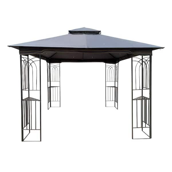 Outdoor Gazebos with Mosquito Netting-Patio Canopies, 10 ft. x 10 ft. Gray Top Portable Gazebo Canopy Tents