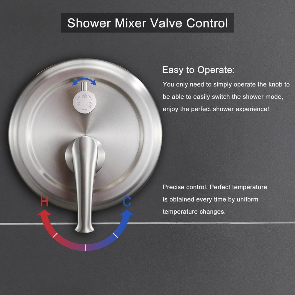 Brushed Nickel Multi-Head Wall Mounted Shower System