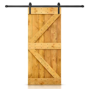 36 in. x 84 in. Distressed K Series Colonial Maple Solid with Hardware Kit Knotty Pine Wood Interior Sliding Barn Door