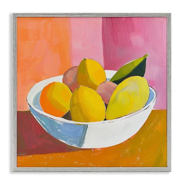 Stupell Industries Bold Kitchen Citrus Fruits by Walker Noble Gray Framed Food Giclee Art Print 12 in. x 12 in.