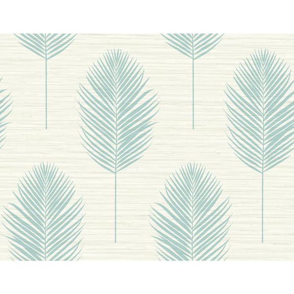 A-Street Prints Blue Bali Aqua Fern Vinyl Non-Pasted Textured Wallpaper