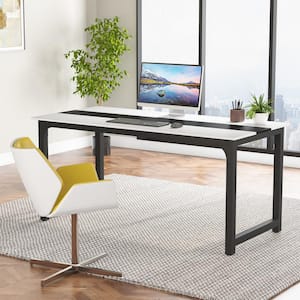 Moronia 70.9 in. Rectangular White and Black Large Computer Desk Writing Table Conference Table for Home Office