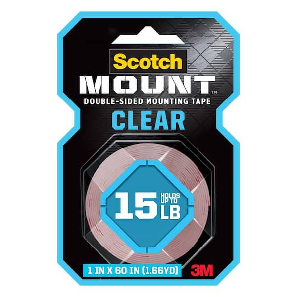 1 in. x 1.60 yds. Clear Indoor Permanent Double-Sided Mounting Tape
