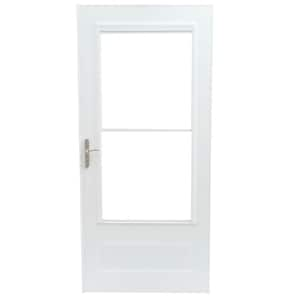 400 Series 36 in. x 80 in. White Universal 3/4 Light Retractable Aluminum Storm Door with Nickel Hardware