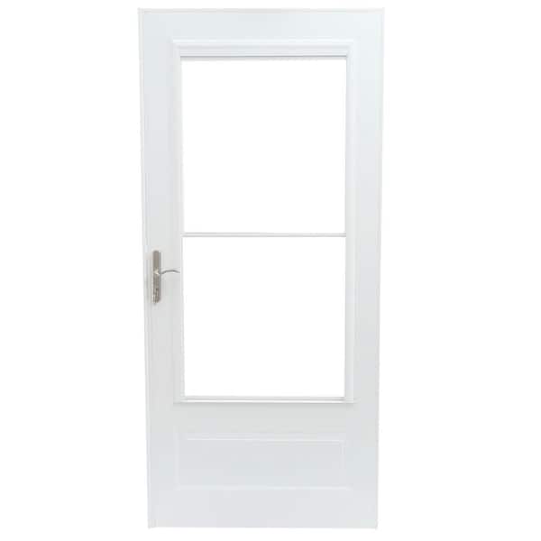 Andersen 36 in. x 80 in. 400 Series White Universal Self-Storing Aluminum Storm Door with Nickel Hardware