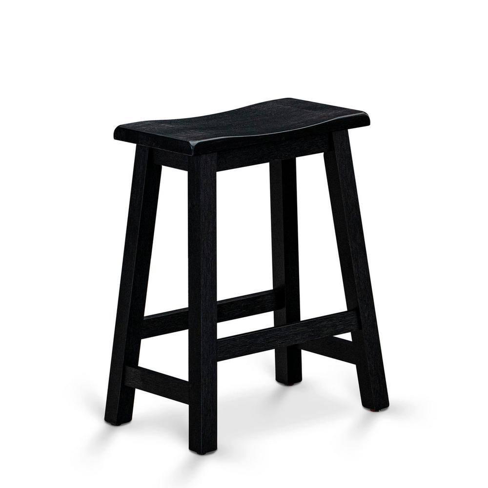 Wire Brushed Black Solid Wood Counter Height Dining Set with Bench and Stools