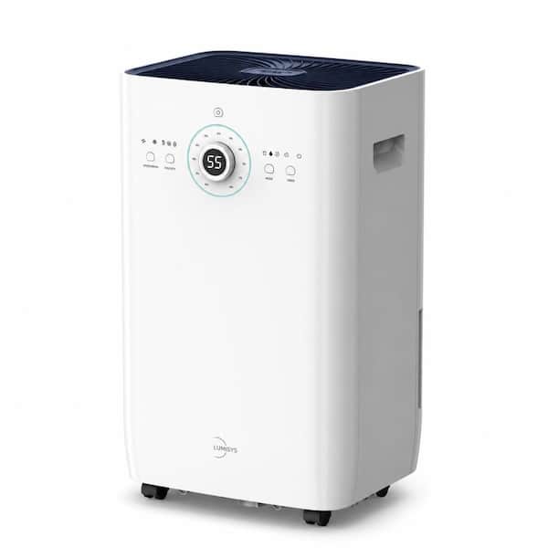 125 pt. 6500 sq. ft. White Dehumidifier for Home and Basement, Drain Hose, Auto Defrost, Continuous Drainage, Timer