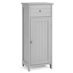 14 in. W x 12 in. D x 34.5 in. H Gray Wooden Bathroom Floor Linen Cabinet with Drawer and Adjustable Shelf