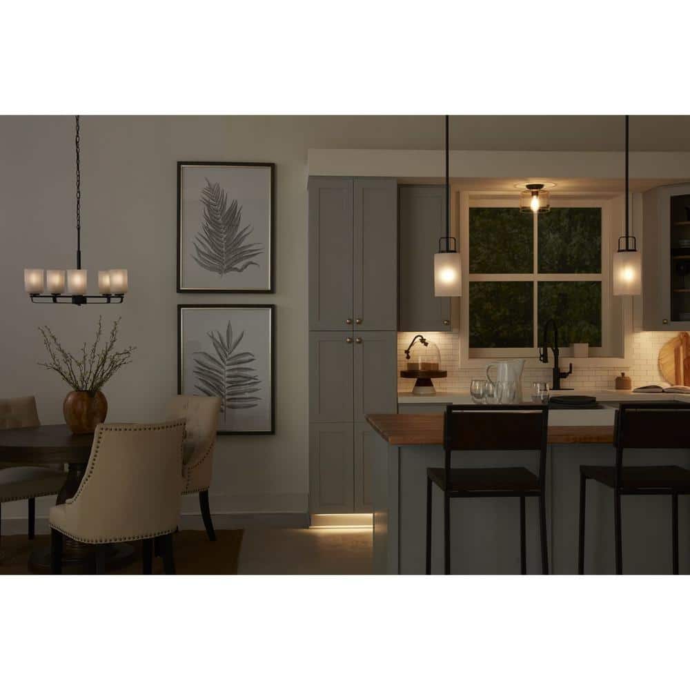 Matte Black and Etched Glass 11" Modern Farmhouse Mini-Pendant Light