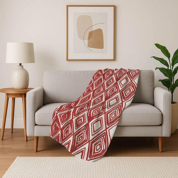 Premium Machine Washable ASB862 Red 50 in. x 70 in. Sherpa Throw Blanket