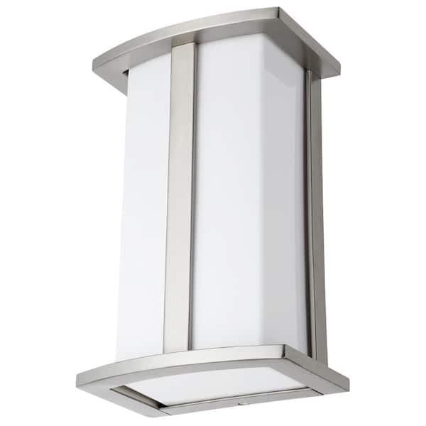 Sunlite 6.5 in. 1-Light Brushed Nickel Modern Square E26 Base Indoor Wall Light Sconce with White Polycarbonate Shade