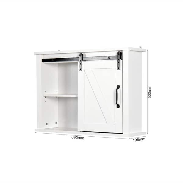 7.80 in. W x 27.16 in. D x 19.68 in. H Bathroom Storage Wall Cabinet in White