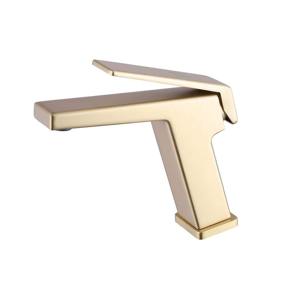 Single Handle Single Hole Bathroom Faucet in Brushed Gold