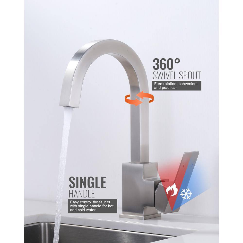 Brushed Nickel Single Handle Modern Bar Faucet with Ceramic Valve