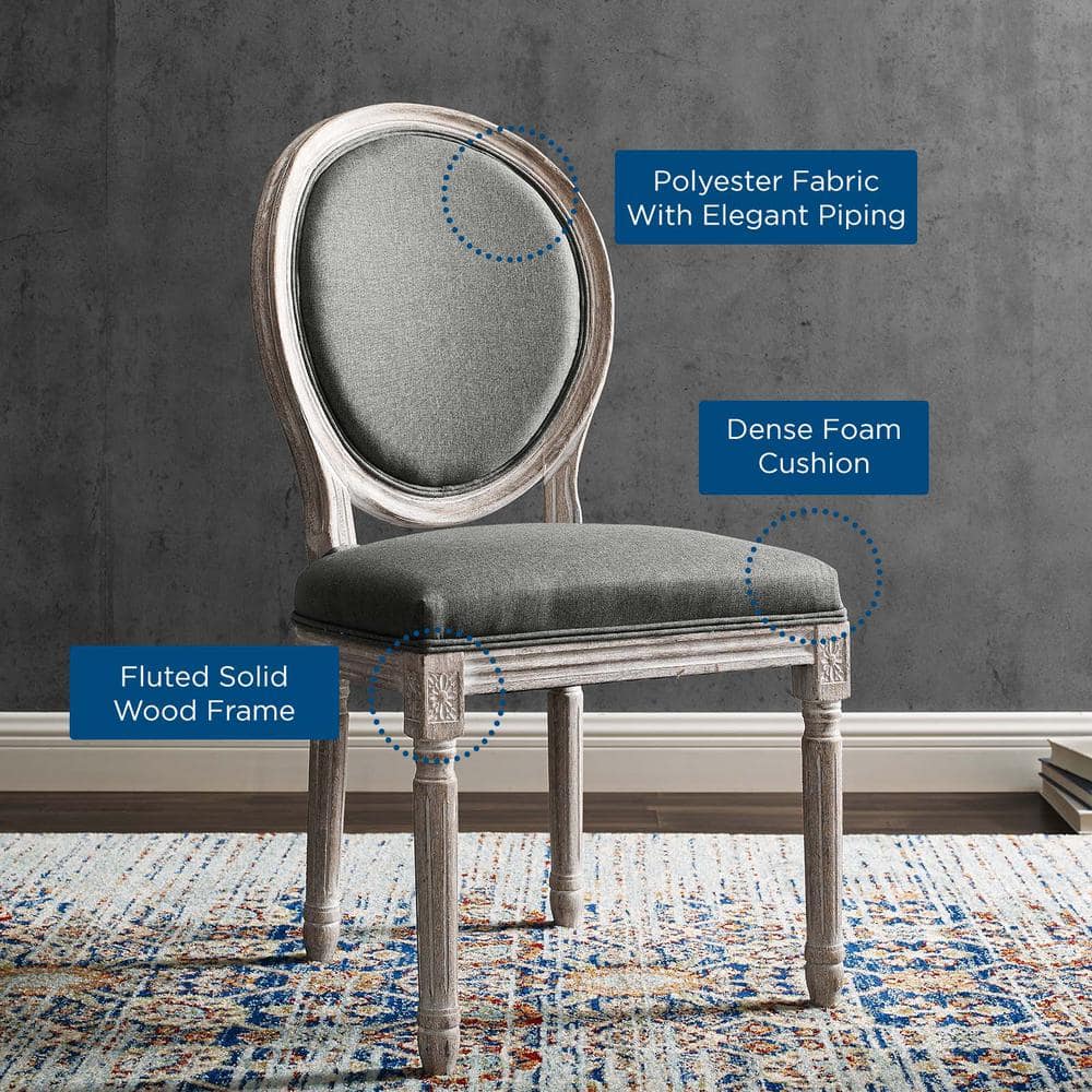 Emanate Vintage French Natural Gray Velvet Upholstered Side Chair