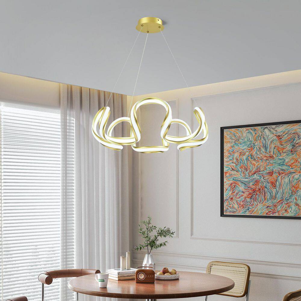 Modern LED Chandelier Irregular Ring Gold Pendant Lights Dimmable Pendant Light price history on PriceWatchPro