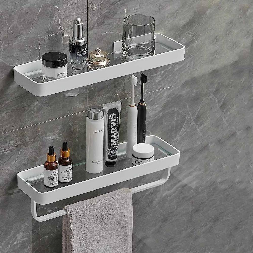 Glass Shelves Shower Corner Shelf Wall Mounted Bathroom Glass Shelf Shampoo  H