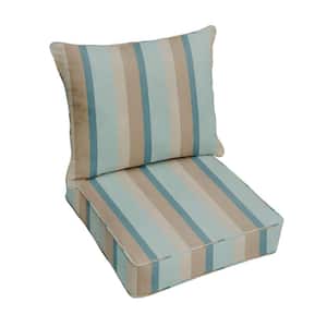 25 in. x 25 in. x 5 in. Deep Seating Outdoor Pillow and Cushion Set in Sunbrella Gateway Mist