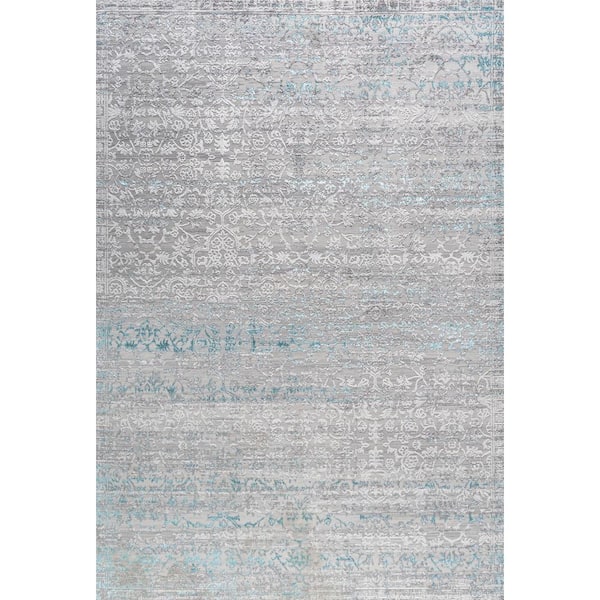 Tidal Modern Strie' Gray/Turquoise 8 ft. x 10 ft. Area Rug