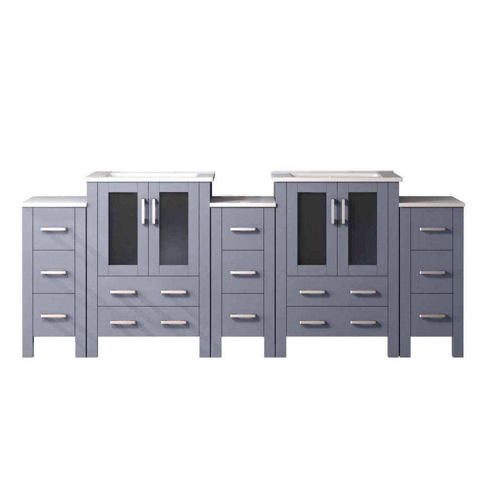 Volez 84 in W x 18.25 in D Dark Grey Double Bath Vanity with Side Cabinets, and White Ceramic Top price history on PriceWatchPro