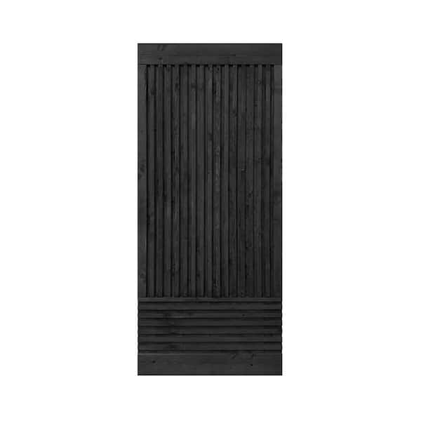 CALHOME 24 in. x 84 in. Japanese Series Pre Assemble Black Stained Wood Interior Sliding Barn Door Slab