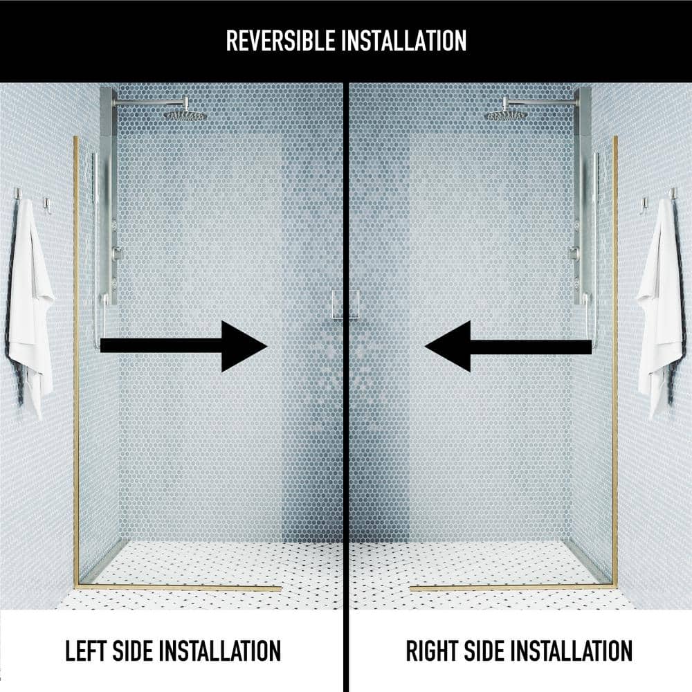 Zenith 34" W x 74" H Frameless Shower Screen with Matte Gold Hardware