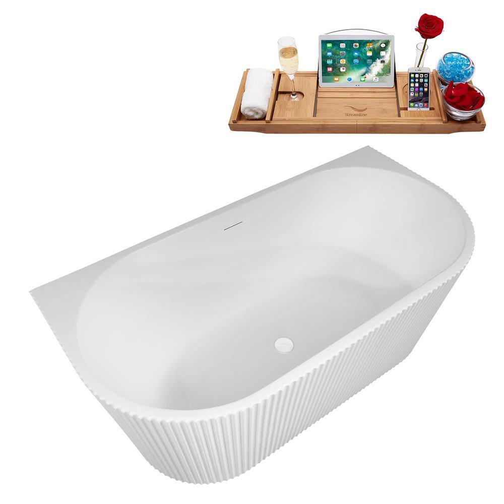 58.5" Glossy White Acrylic Freestanding Double Slipper Tub