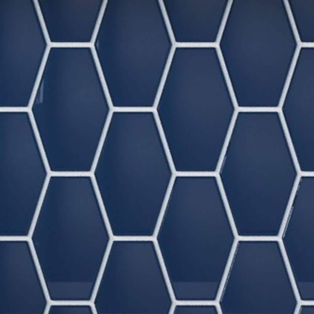 Deep Blue Glossy Glass Honeycomb Mosaic Tile 11x11