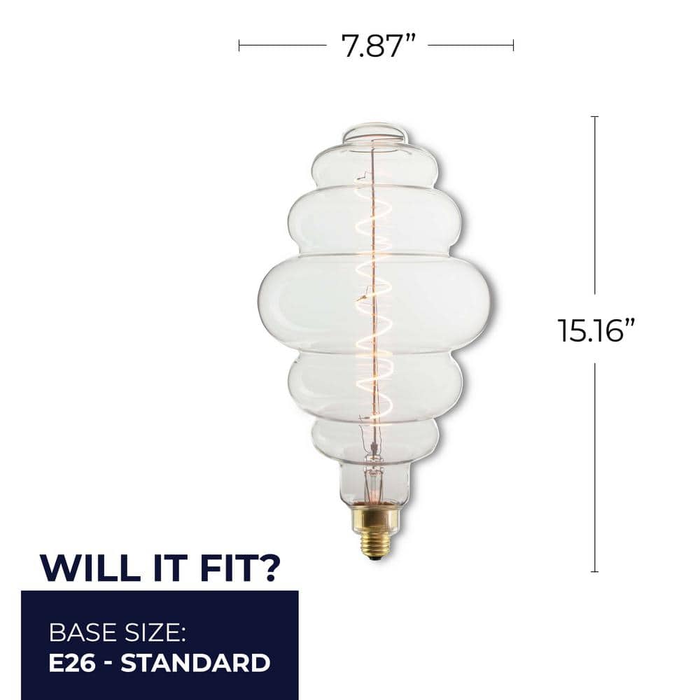 Oversized Clear Bee Hive LED Edison Bulb, 60 Watt Equivalent