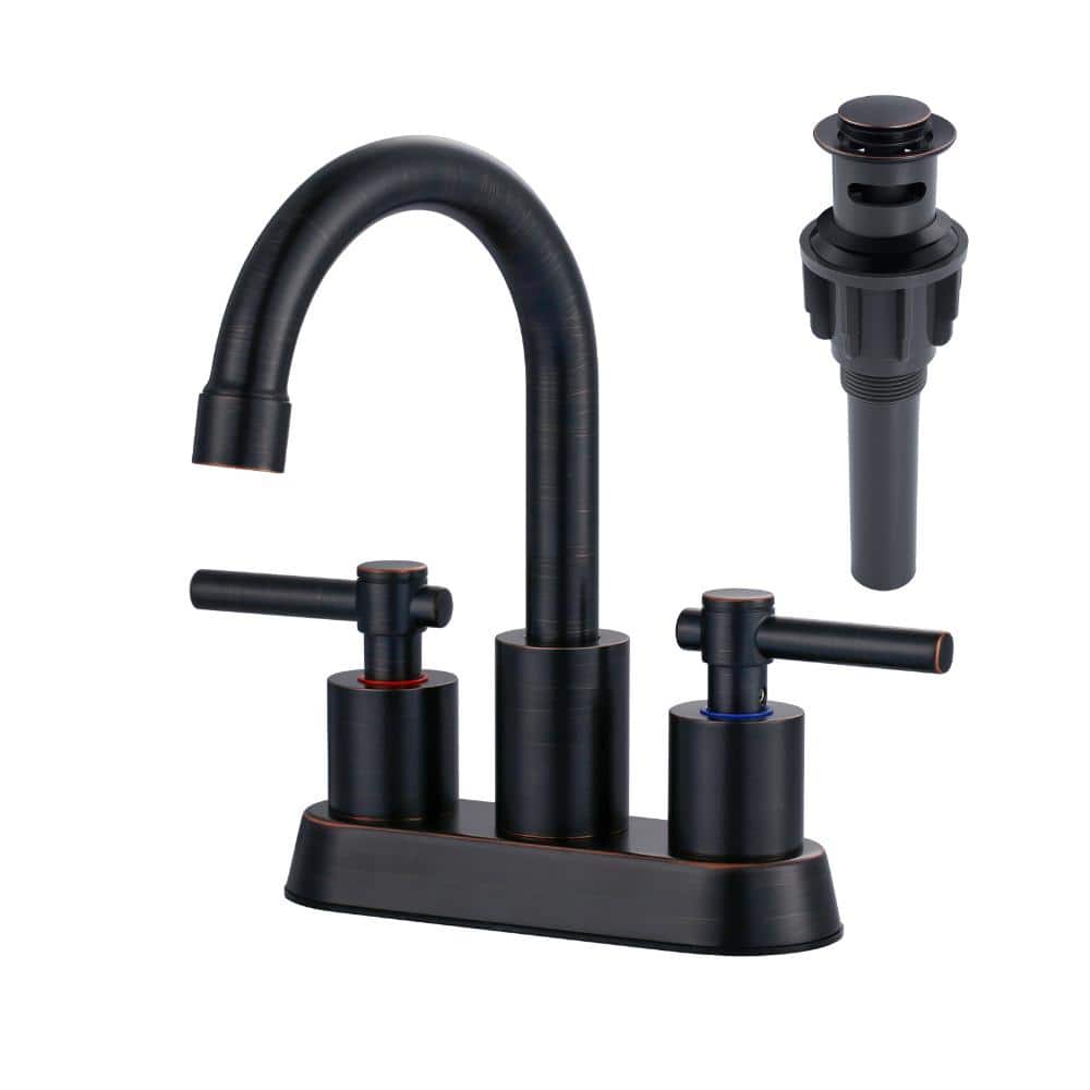 4 in. Centerset Dual Handle Bathroom Faucet 1.2 GPM Pop-Up Drain in Oil Rubbed Bronze price history on PriceWatchPro