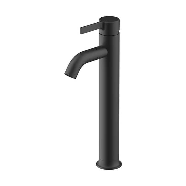 Glacier Bay Ryden Single Handle Vessel Sink Faucet with Pop-Up Drain in Matte Black